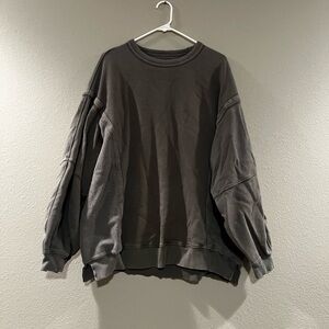 Aerie Keep It Light Crew Sweatshirt in Olive Fun size medium oversized